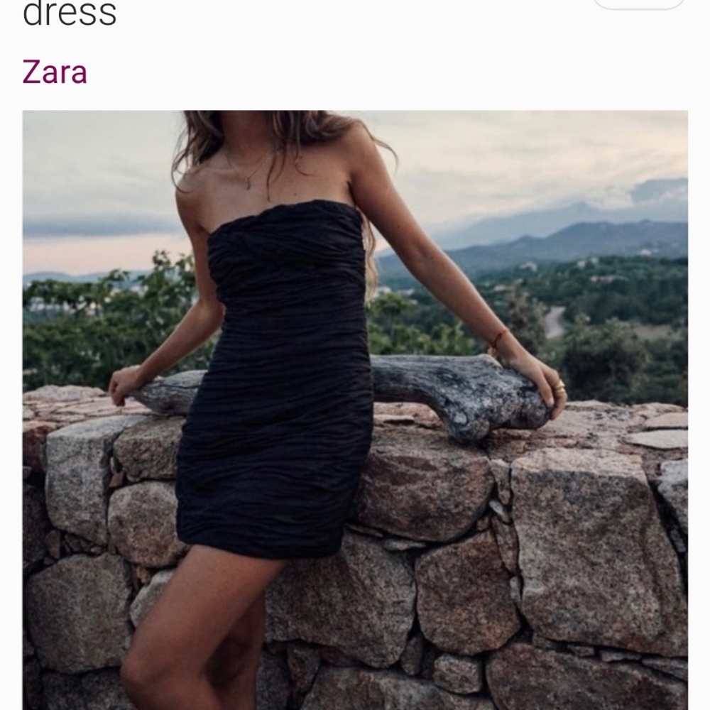 Zara black draped linen blend mini dress